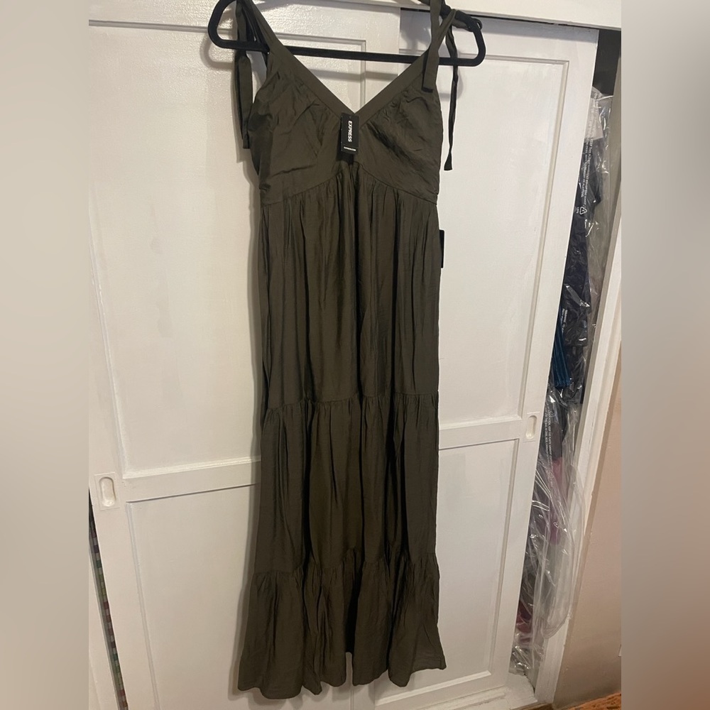 Express dress. Brand new with tags Express olive green maxi dress.